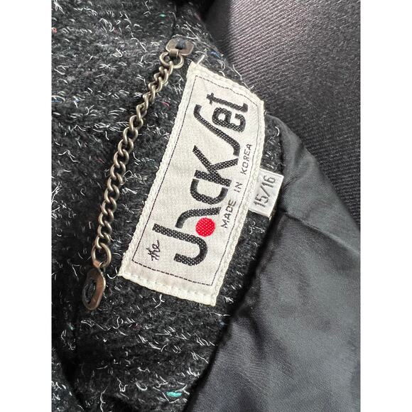 Coat wool charcoal teal pink blue high neck leather trim - Picture 12 of 14